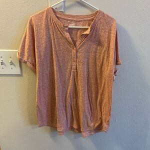 Duluth Trading Co Women's Henley Shirt in Soft Peach